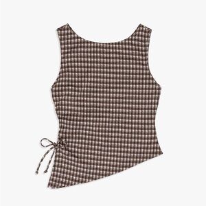 Lisa Says Gah Erin Tank Cocoa Plaid Small